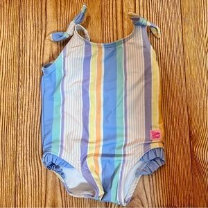 Ruffle Butts One Piece Swimsuit Baby Girl Size 6-12 Months Stripes Infant Youth